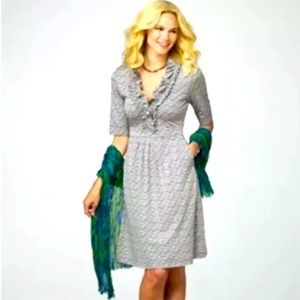 Lilly Pulitzer Blayney It's A Lilly Ruffle V Neck Slim Fit Sleeves Dress Medium